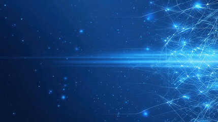 Fototapeta premium Modern blue background featuring lines and dots with a blurred effect for a creative abstract illustration