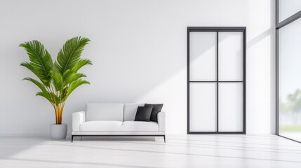 Fototapeta premium Modern Corporate Office Workspace with Minimalist Design and Plants