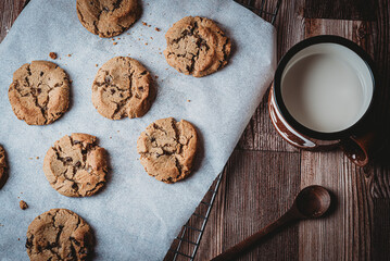 Chocolate chips and milk