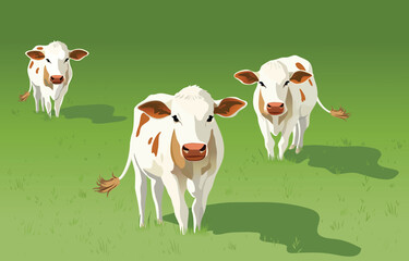 Three cows in a meadow. 