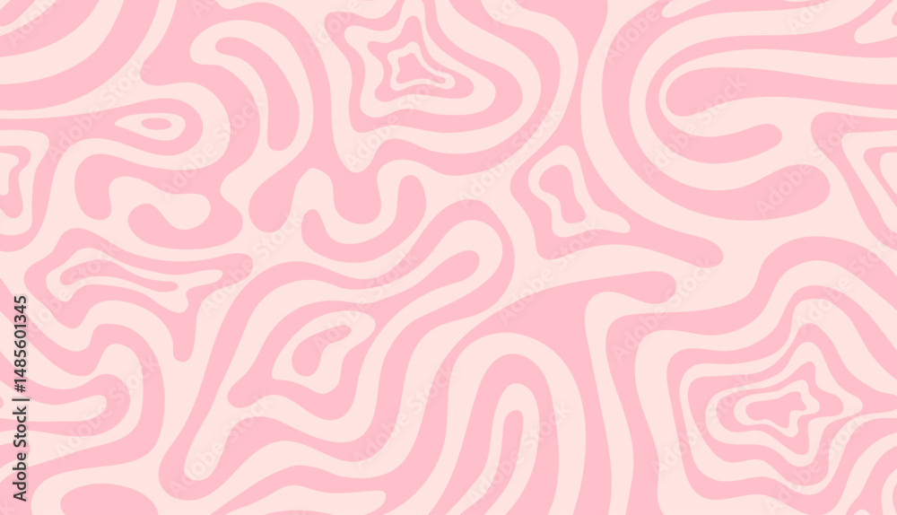 Aufkleber Abstract background seamless pattern with candy pink waves. Psychedelic groovy trippy y2k retro seamless pattern. Wavy and swirled brush stroke. Vector	
