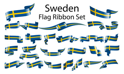 Sweden ribbon flag set