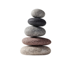 Serene stacked stones balanced zen rocks meditation spa pebble art calm on transparent background