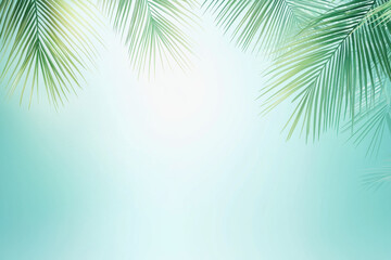Lush tropical background featuring palm leaves with a gentle breeze creating a relaxing seabreeze atmosphere