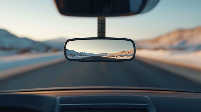 A mockup of a branded car ornament hanger, placed on a rearview mirror