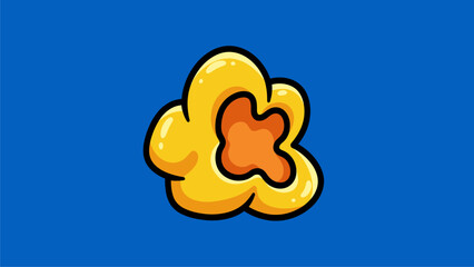 Cartoon Popcorn Kernel Illustration, Yellow and Orange, Pop Art Style