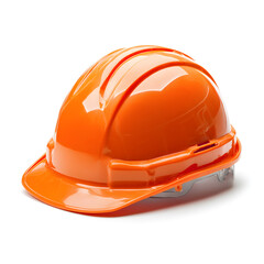 Fototapeta premium Bright orange construction hard hat isolated on white background great for construction safety equipment ads worker visuals or protection gear presentations with vivid helmet design