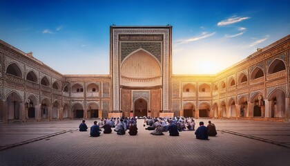 Obraz premium Jama Masjid Grandeur: A Place of Prayer and Islamic Architecture