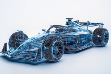 Racing car's detailed wireframe structure