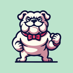 Obraz premium Modern cartoon Mascot Bulldog character strong aggressive dog illustration bold color professional branding concept for sports team logo esports mascot gaming identity business marketing and digital