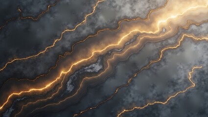 Luminous Gold Veins on Dark Marble Texture Abstract Background