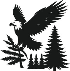 Silhouette of a black eagle vector drawing