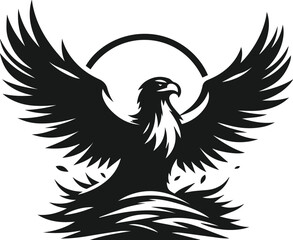 Silhouette of a black eagle vector drawing