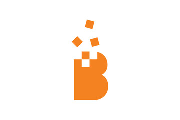 Abstract Orange Letter B Logo with Pixelated Burst Design