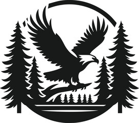 Silhouette of a black eagle vector drawing