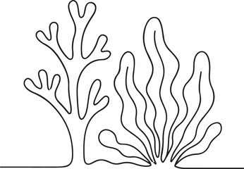 Obraz premium Coral Reef Vector Line Art in Clean Style