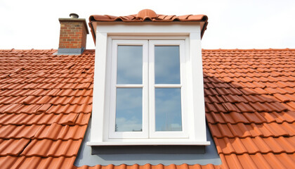 Dormer window on red tiled roof