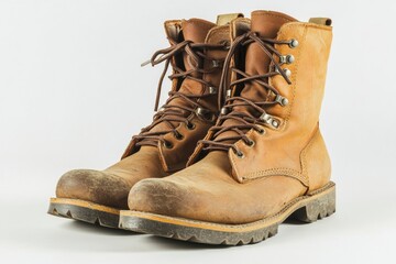 Tan leather work boots