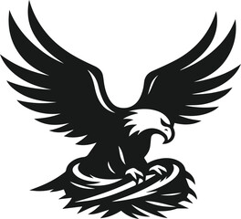 Silhouette of a black eagle vector drawing