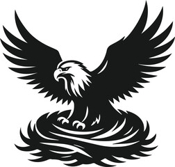 Silhouette of a black eagle vector drawing