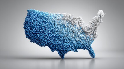 United states map formed by tiny people representing automated budget planning concept for national financial strategy
