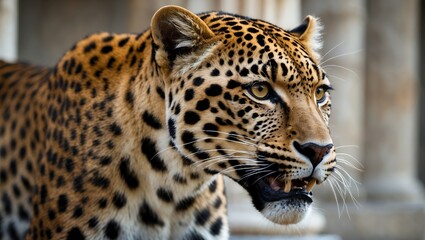 Fototapeta premium A ferocious leopard symbolizing ancient greece's imperial might