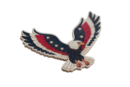 American bald eagle patch with patriotically designed wings red usa art on transparent background