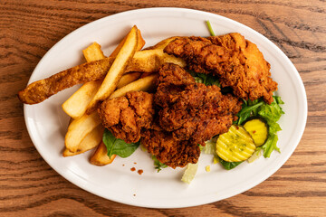 chicken tenders with steak fries