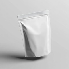 Blank Silver Foil Stand-Up Pouch Packaging Container for Food or Product Storage with Resealable Closure and Customized Printing Flat Lay