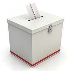 Voting box ready for ballots during an election in a civic center on a sunny afternoon