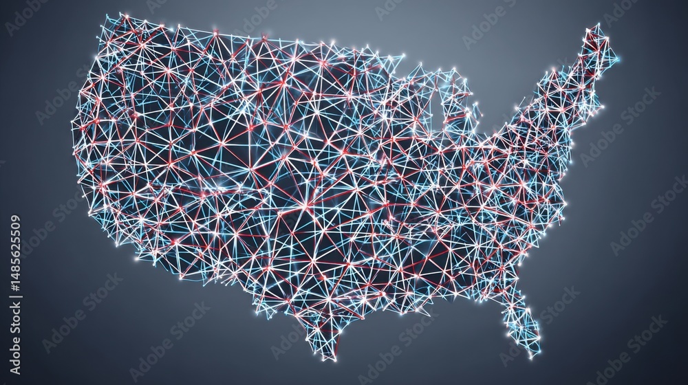 Poster comprehensive overview of the united states map showcasing blockchain transaction load monitoring sy
