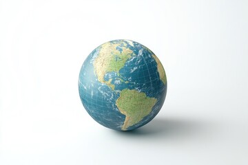 Earth globe, detailed map, showing continents and oceans.  A realistic representation of the planet, centered on the Americas