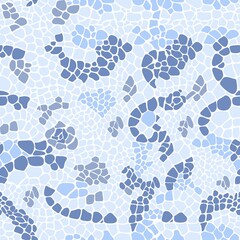 mosaic pattern drawn in blue tones