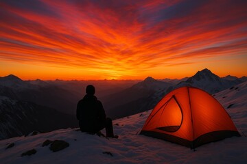 camping at sunset