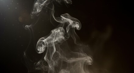 Fototapeta premium Wispy smoke rising symbolizing mystery and intricacy, with dark background
