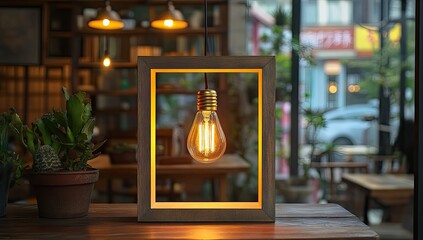 Warm light in a wooden frame