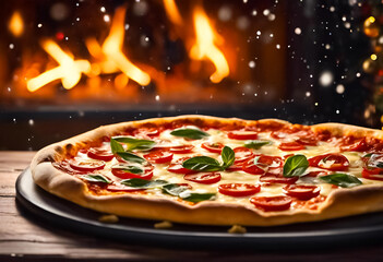 AI Generative illustration of a traditional Italian Pizza