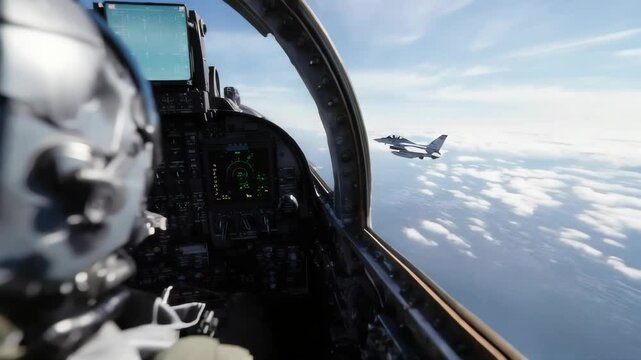 Cockpit Perspective: Jetfighter in Formation