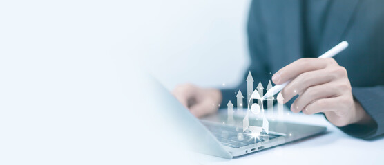 Startup rocket, innovative ideas, business creativity, marketing, entrepreneurial investment. Plan on the concept of communication to develop a successful project. thrive professionally