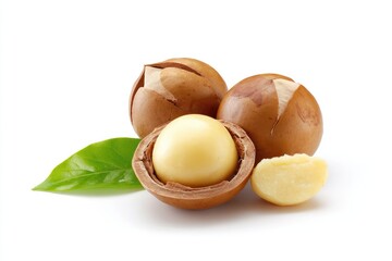 Macadamia nuts, whole and halved, with kernels