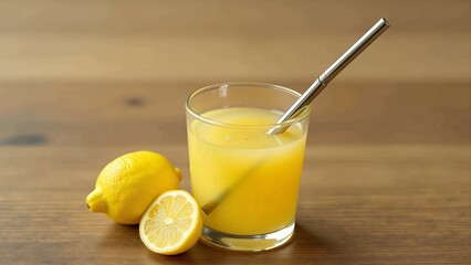 Fresh Lemonade With Lemon And Straw