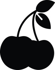 cherry black silhouette on white background