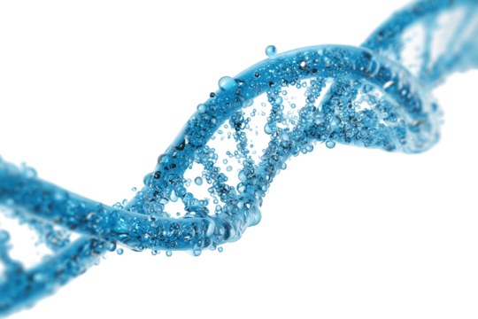 Luminous blue DNA strand spiraling in the air, symbolizing life%E2%80%99s molecular structure and genetic coding, isolated on a clean white background (3)