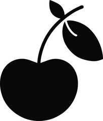 cherry black silhouette on white background 