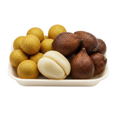Longan and Salak on White Plate	