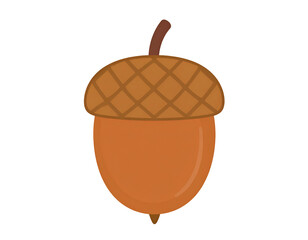 A cartoon illustration of an acorn, showing its cap and nut
