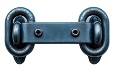 Blue chain with metal rings isolated on transparent background.