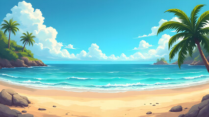 Obraz premium tropical beach with palm trees