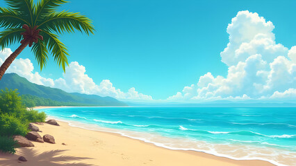 Obraz premium tropical beach with palm trees