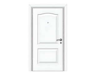 Naklejka premium White interior door with two panels, simple design, silver handle